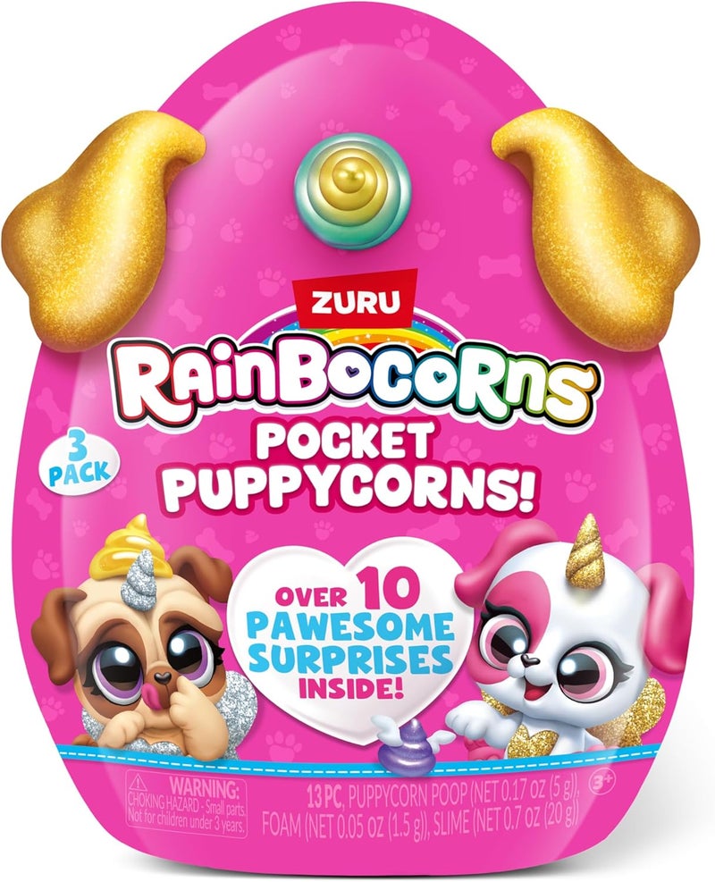 Rainbocorns لعبة رأس نابض مفاجأة كلب جيب رينبوكورن، حيوان محشو في بيضة، مجموعة عرض مفاجئة قابلة للجمع، هدية لعبة ناعمة للبنات والأولاد من عمر 3 سنوات فما فوق، حجم كبير - متعدد الألوان - Image 2